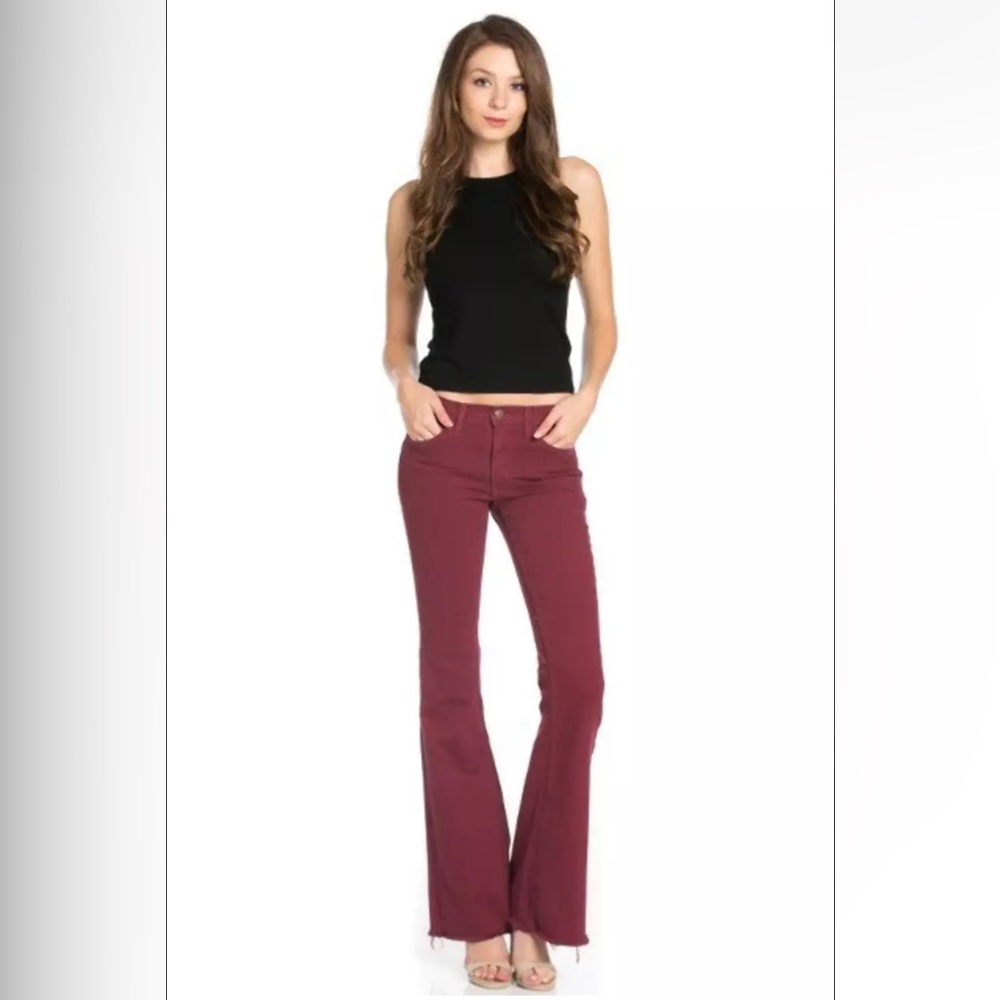 NWT Mid Rise Flare Raw Hem Denim Jeans